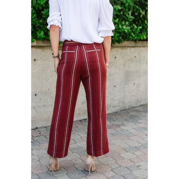 NEW SANCTUARY inland sashed crop pant in henna stripe - Picture 3 of 3